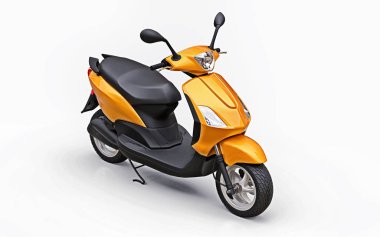 Beyaz arka planda modern turuncu motosiklet. 3d illüstrasyon.