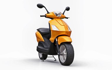 Beyaz arka planda modern turuncu motosiklet. 3d illüstrasyon.