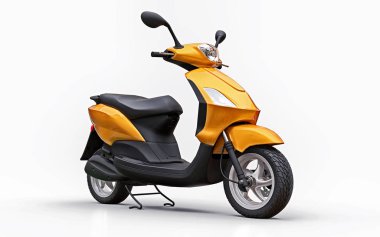 Beyaz arka planda modern turuncu motosiklet. 3d illüstrasyon.