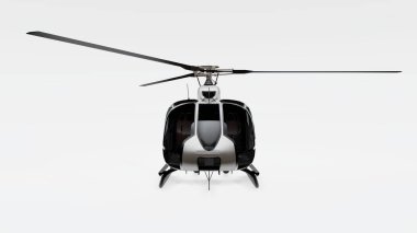 Gri helikopter beyaz arka planda izole edilmiş. 3d illüstrasyon.