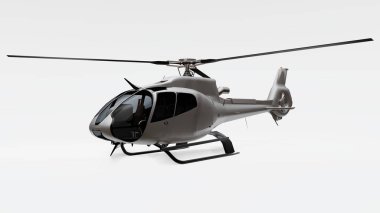 Gri helikopter beyaz arka planda izole edilmiş. 3d illüstrasyon.