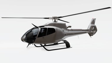 Gri helikopter beyaz arka planda izole edilmiş. 3d illüstrasyon.