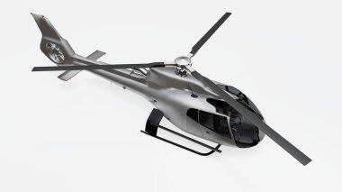 Gri helikopter beyaz arka planda izole edilmiş. 3d illüstrasyon.