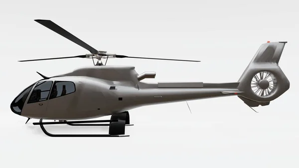 Серый вертолет изолирован на белом фоне. 3d иллюстрация . — стоковое фото