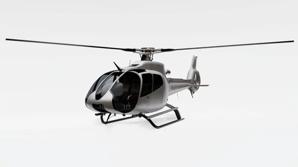 Grå helikopter isolerad på den vita bakgrunden. 3D-illustration. — Stockfoto