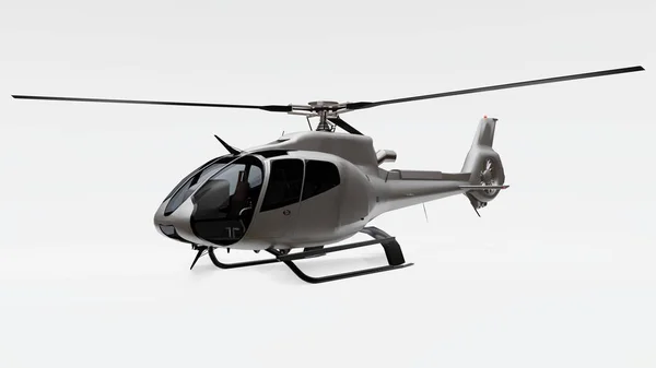 Gray helicopter isolated on the white background. 3d illustration. — Stock Photo, Image