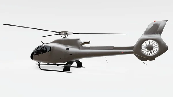 灰色のヘリコプターは、白い背景に隔離されています。3Dイラスト. — ストック写真