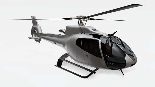 Grå helikopter isolerad på den vita bakgrunden. 3D-illustration. — Stockfoto
