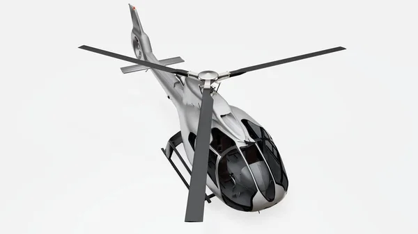 Gri helikopter beyaz arka planda izole edilmiş. 3d illüstrasyon. — Stok fotoğraf