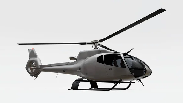 Gray helicopter isolated on the white background. 3d illustration. — Stock Photo, Image