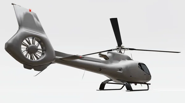 Gray helicopter isolated on the white background. 3d illustration. — Stock Photo, Image