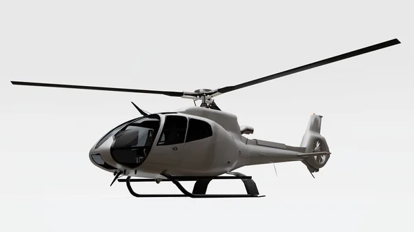Hélicoptère gris isolé sur fond blanc. Illustration 3d . — Photo