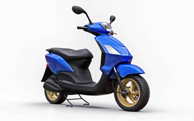 Beyaz arka planda modern şehir mavisi motosiklet. 3d illüstrasyon.
