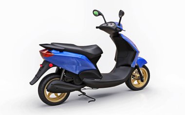 Beyaz arka planda modern şehir mavisi motosiklet. 3d illüstrasyon.