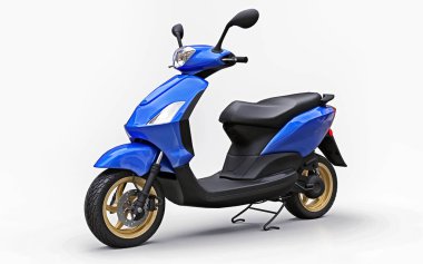 Beyaz arka planda modern şehir mavisi motosiklet. 3d illüstrasyon.