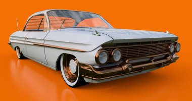 Eski Amerikan araba iyi durumda ayarlayın. 3D render.