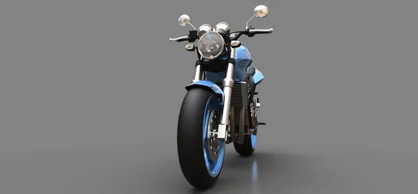 Azul urbano deporte motocicleta de dos plazas sobre un fondo gris. ilustración 3d . — Foto de Stock