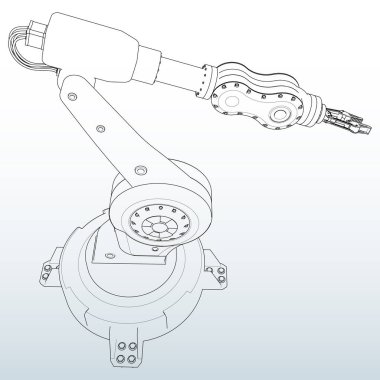 Bir fabrika veya üretim herhangi bir iş için robotik kol. Karmaşık görevler için mekatronik ekipmanlar.