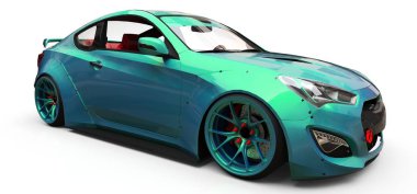 Yeşil küçük spor araba coupe. 3d oluşturma.