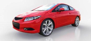 Kırmızı küçük spor araba coupe. 3d oluşturma.