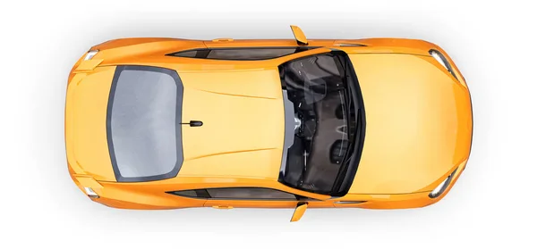 Żółty mały samochód sportowy coupe. Renderowanie 3D. — Zdjęcie stockowe