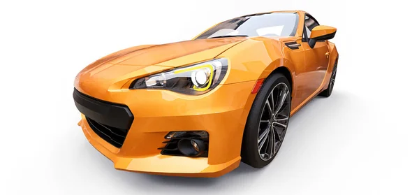 Żółty mały samochód sportowy coupe. Renderowanie 3D. — Zdjęcie stockowe