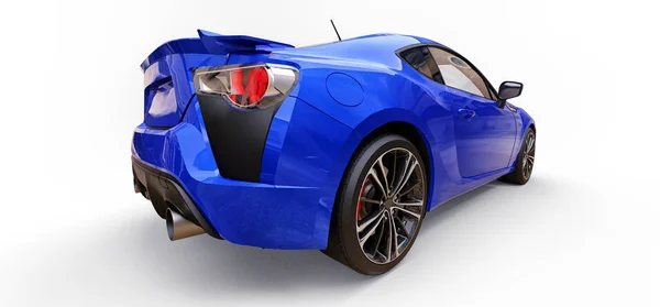Blaues Sportwagen-Coupé. 3D-Darstellung. — Stockfoto