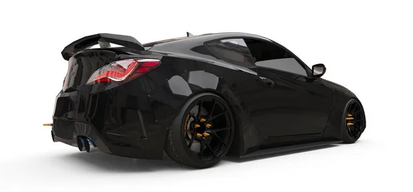 Fekete kis sportkocsi kupé. 3D-s renderelés. — Stock Fotó