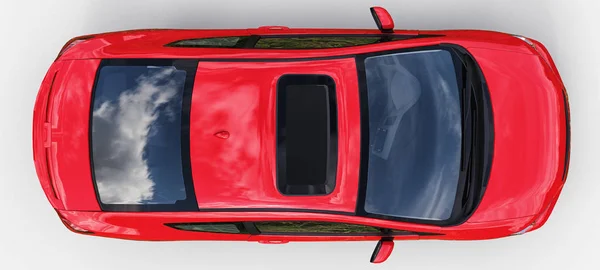 Petite voiture de sport rouge coupé. Rendu 3d . — Photo