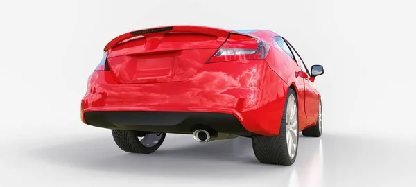 Mobil sport coupe merah kecil. Rendering 3d. — Stok Foto