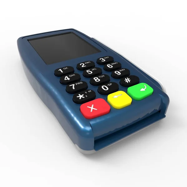 Card payment terminal. POS terminal isolated on white background. 3d rendering. — Stock Photo, Image