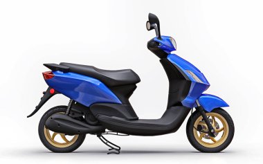 Beyaz arka planda modern şehir mavisi motosiklet. 3d illüstrasyon.