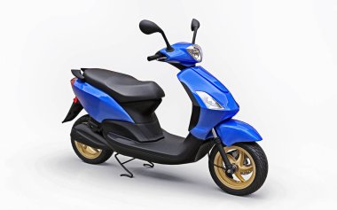 Beyaz arka planda modern şehir mavisi motosiklet. 3d illüstrasyon.