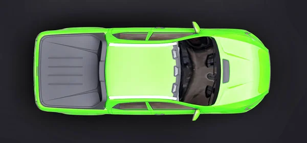3D ilustracja Zielona koncepcja ładunku pickup ciężarówka na szarym tle. Renderowanie 3D. — Zdjęcie stockowe