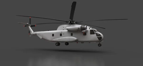 Military transport or rescue helicopter on grey background. 3d illustration. — Stock Photo, Image