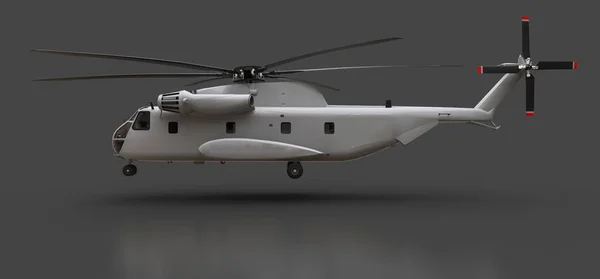 Militära transporter eller räddnings helikopter på grå bakgrund. 3D illustration. — Stockfoto