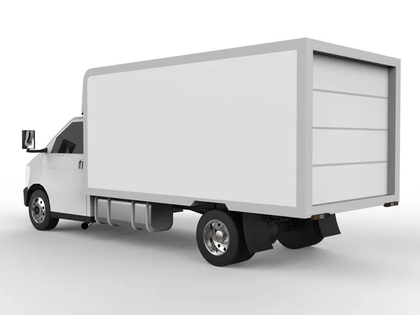 Small white truck. Car delivery service. Delivery of goods and products to retail outlets. 3d rendering. — Stock Photo, Image