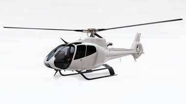 Beyaz helikopter beyaz arka planda izole edilmiş. 3d render.