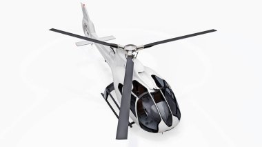 Beyaz helikopter beyaz arka planda izole edilmiş. 3d render.