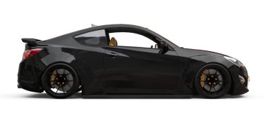 Siyah küçük spor araba coupe. 3d oluşturma.