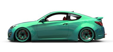 Yeşil küçük spor araba coupe. 3d oluşturma.