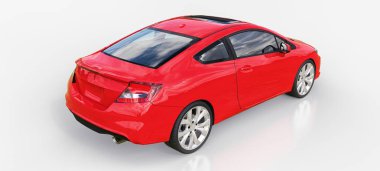 Kırmızı küçük spor araba coupe. 3d oluşturma.