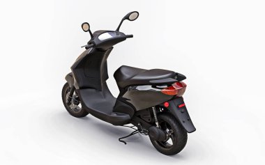 Beyaz arka planda modern şehir siyah motosikleti. 3d illüstrasyon.