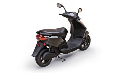 Beyaz arka planda modern şehir siyah motosikleti. 3d illüstrasyon.