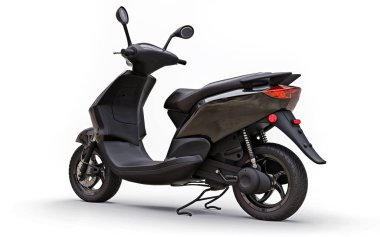 Beyaz arka planda modern şehir siyah motosikleti. 3d illüstrasyon.