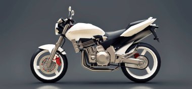 Gri bir arka plan üzerinde beyaz kentsel spor iki kişilik motosiklet. 3d illüstrasyon.