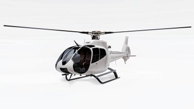Beyaz helikopter beyaz arka planda izole edilmiş. 3d render.