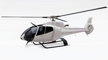 Beyaz helikopter beyaz arka planda izole edilmiş. 3d render.