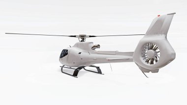 Beyaz helikopter beyaz arka planda izole edilmiş. 3d render.