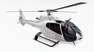 Beyaz helikopter beyaz arka planda izole edilmiş. 3d render.